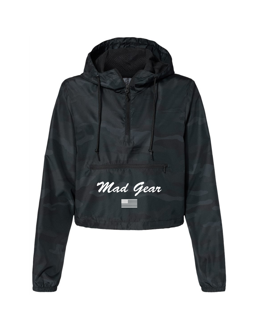 CROP WINDBREAKER BLACK CAMO - [madgearbrand]