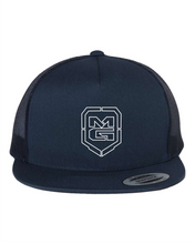 Load image into Gallery viewer, GHOST SHIELD TRUCKER SNAPBACK NAVY - [madgearbrand]
