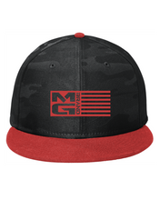 Load image into Gallery viewer, MG FLAG CAMO SNAPBACK BLACK/RED - [madgearbrand]
