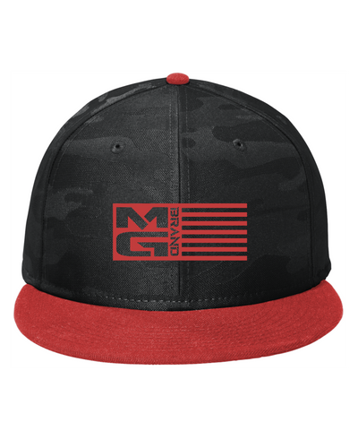 MG FLAG CAMO SNAPBACK BLACK/RED - [madgearbrand]