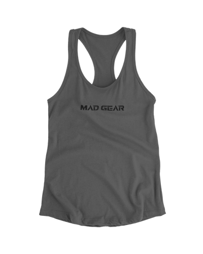 WOMENS RACERBACK TANK CHARCOAL - [madgearbrand]