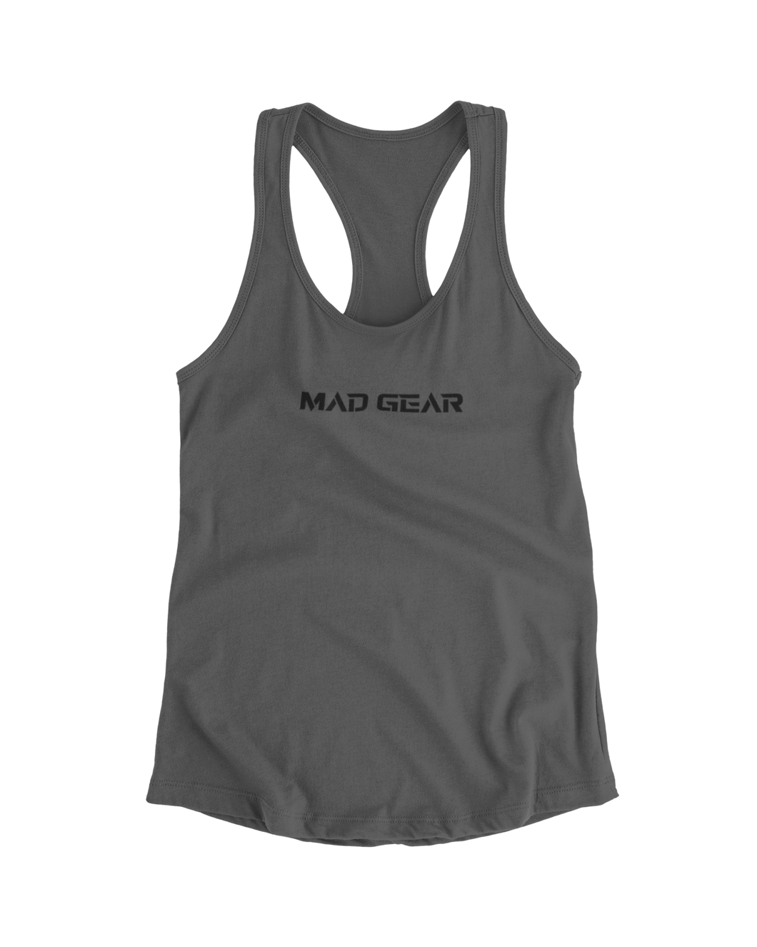 WOMENS RACERBACK TANK CHARCOAL - [madgearbrand]