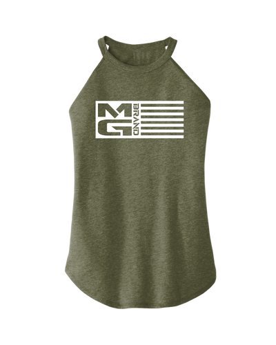 WOMENS MG FLAG ROCKER TANK MILITARY GREEN - [madgearbrand]